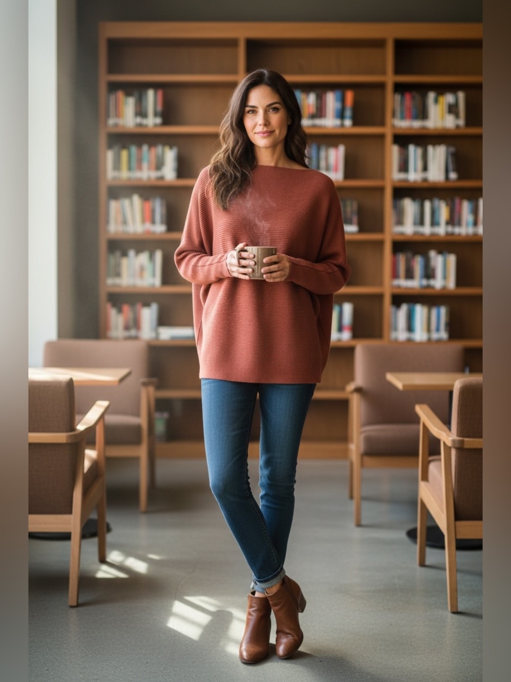 Say What? Off-the-Shoulder Ribbed Sweater in Rust medium